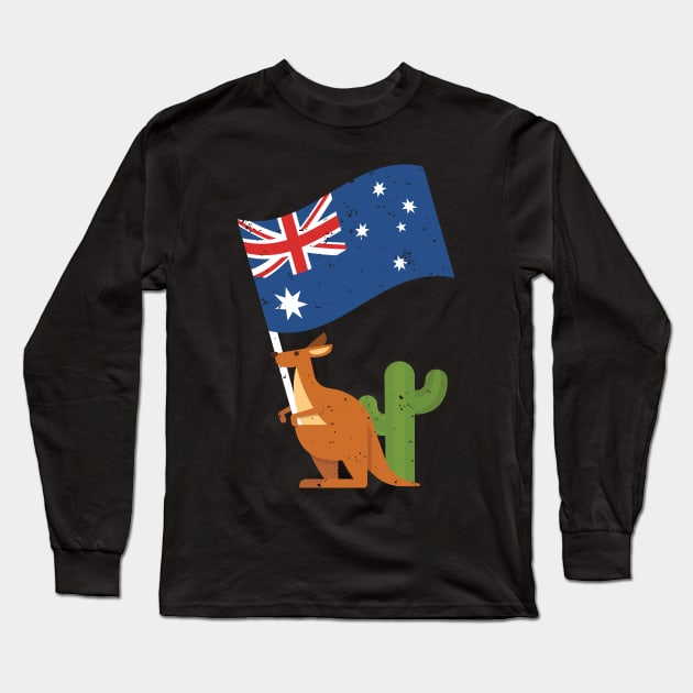 Kangaroo Australia Day Long Sleeve T-Shirt by PixelArt